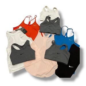 9pc Bundle Lot Mix of Nike women’s Athletic Tops, Sports Bra, Legging Size S-M